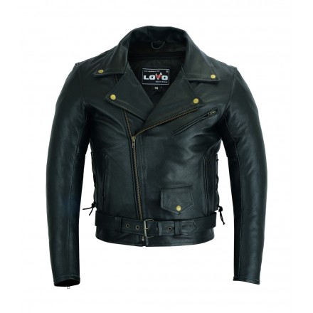 LVC17-CLASSIC - CHAQUETA DE CUERO PARA MOTO CUSTOM (UNISEX)